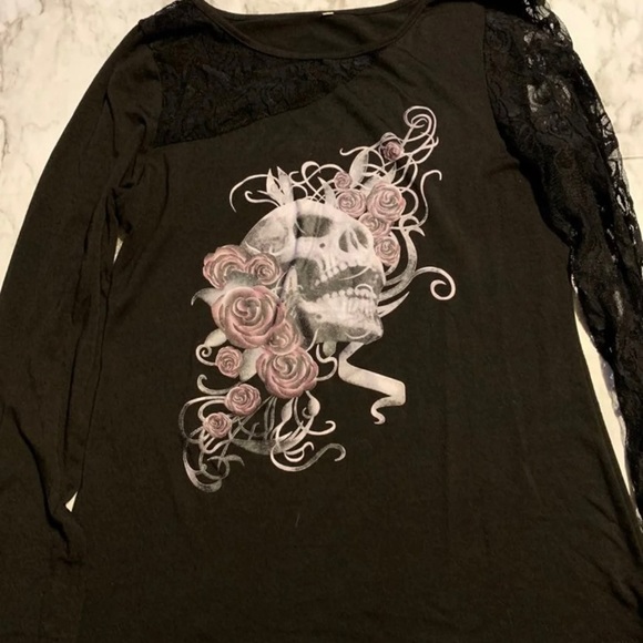 Women's Skull Print Top - Picture 1 of 4